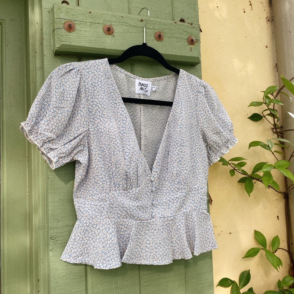 Blue/white blouse, size 2 small / Princess Polly